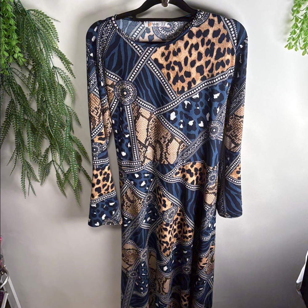 Tavin Floral and Geometric Print Dress